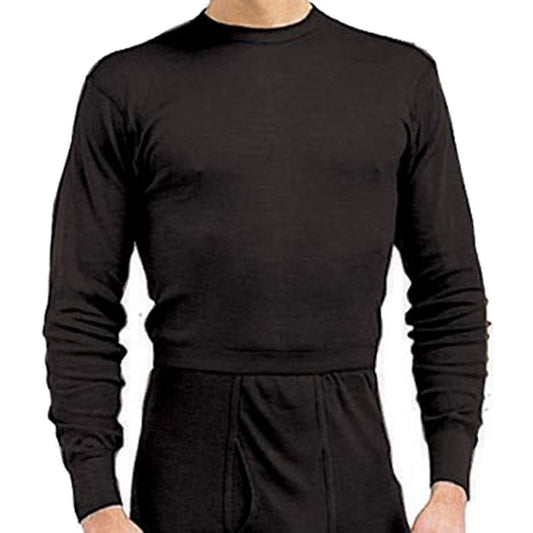Black - Polyester Cold Weather Thermal Crew Neck Shirt