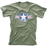 Olive Drab - Military Vintage T-Shirt with Army Air Corp Star Emblem