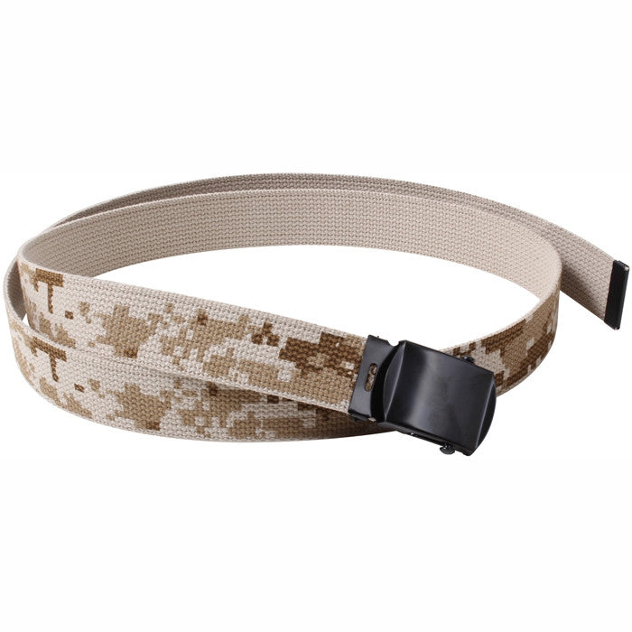 Digital Desert Camouflage Tan - Reversible Military Web Belt with Black Buckle 54 in.