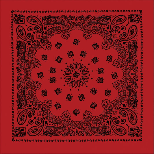 Red & Black - Jumbo Trainmen Paisley Bandana, 100% Cotton, 27" x 27"