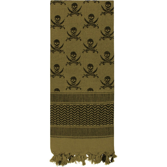 Olive Drab - Skulls & Bones Tactical Shemagh HW Cotton Desert Scarf