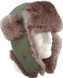 Olive Drab - Cold Weather Fur Flyers Hat with Fur Earflaps