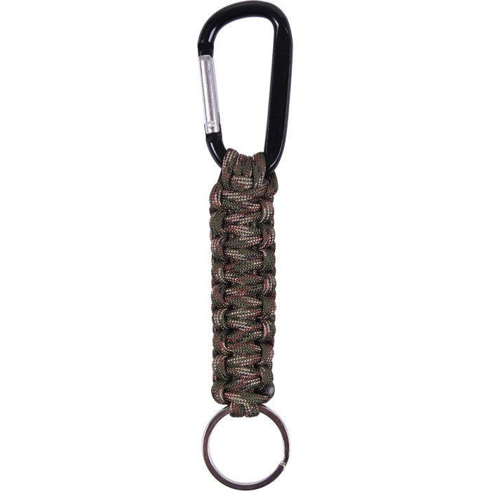 Woodland Camouflage - Tactical Survival Paracord Carabiner Key Chain