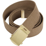Coyote Tan - Military Web Belt with Brass Buckle 4177 54 in.