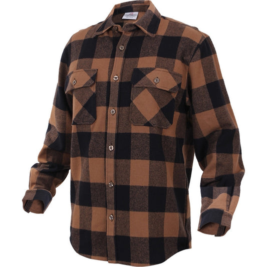 Brown  Black - Buffalo Plaid Extra Heavyweight Brawny Flannel Shirt