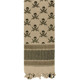 Tan - Skulls & Bones Tactical Shemagh HW Cotton Desert Scarf