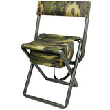 Woodland Camouflage - Military Style Deluxe Folding Stool with Back Pouch