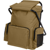 Coyote Brown - Military Deluxe Backpack and Foldable Stool Combination - Nylon