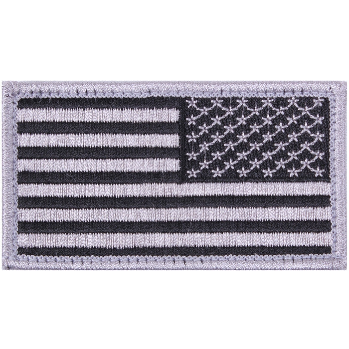 Silver Black - Reverse US Flag Patch with Hook and Loop Closure