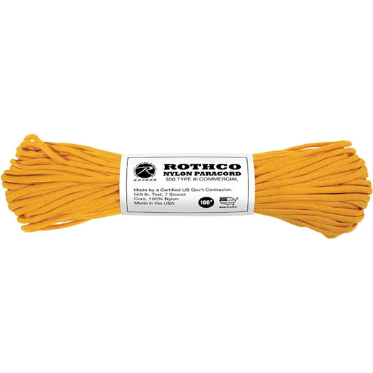 Golden Rod - Military Grade 550 LB Tested Type III Paracord Rope 100' - Nylon USA Made