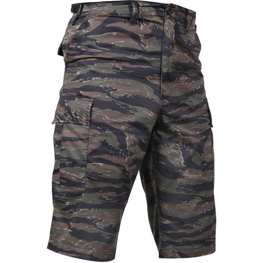 Tiger Stripe Camouflage - Tactical Cargo Extra Long BDU Shorts - Polyester Cotton Twill - Zipper Fly