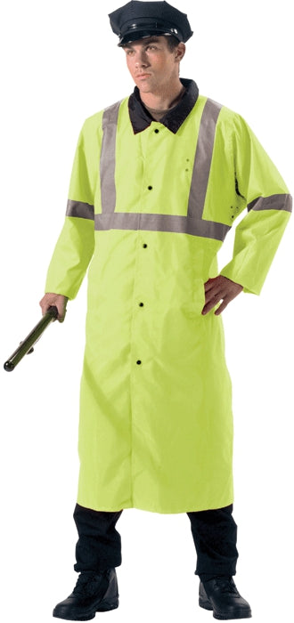 Safety Green / Black Reversible Reflective Rain Storm Parka - Hi-Visibility Public Safety Rain Jacket