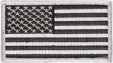 Silver Black - US Flag Patch with Hook and Loop Closure