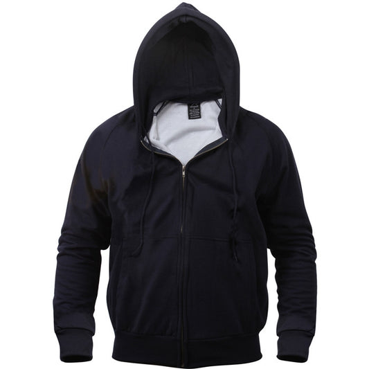 Navy - Thermal-Lined Full Zip Hooded Sweatshirt Heayweight Hoodie