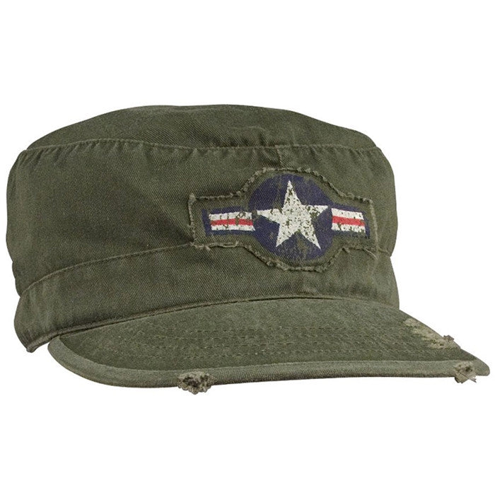 Olive Drab - Army Vintage Fatigue Cap with Air Corp Star Emblem