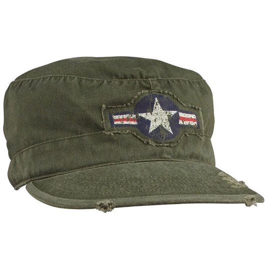 Olive Drab US Army Air Corps Star Fatigue Cap - Vintage Military Washed Twill Hat