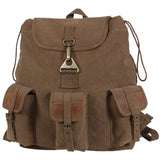 Earth Brown - Teardrop Wayfarer Travel Backpack with Leather Accents