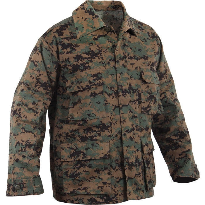 Woodland Digital Camouflage - Tactical BDU Shirt - Cotton Polyester