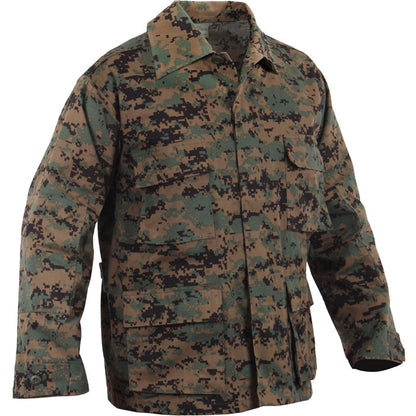 Woodland Digital Camouflage - Tactical BDU Shirt - Cotton Polyester