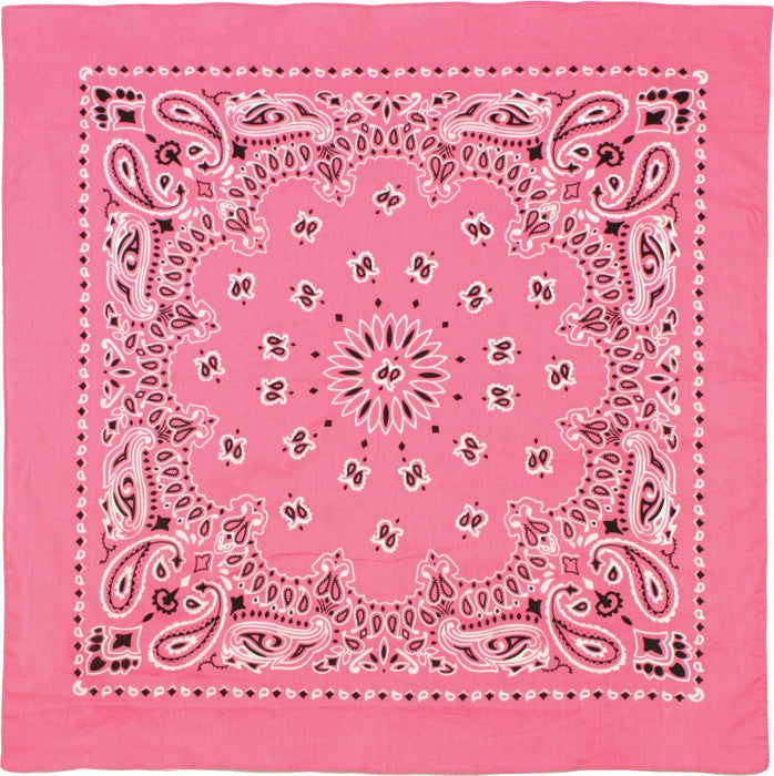 Pink - Trainmen Paisley Bandana, 100% Cotton, 22" x 22"