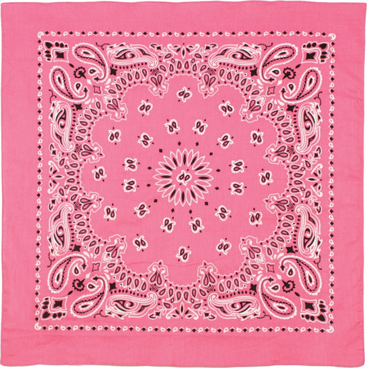 Pink - Trainmen Paisley Bandana, 100% Cotton, 22" x 22"