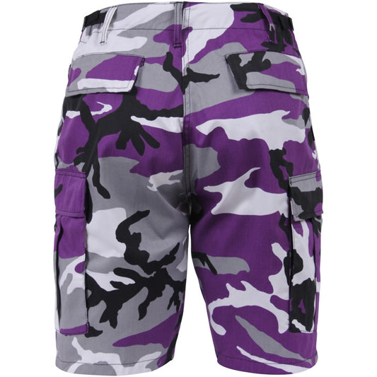 Ultra Violet Camouflage - Tactical Cargo BDU Shorts - Polyester Cotton Twill - Button Fly