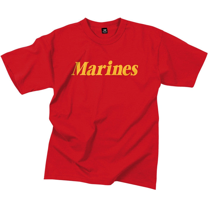 Red - MARINES T-Shirt with Gold Lettering