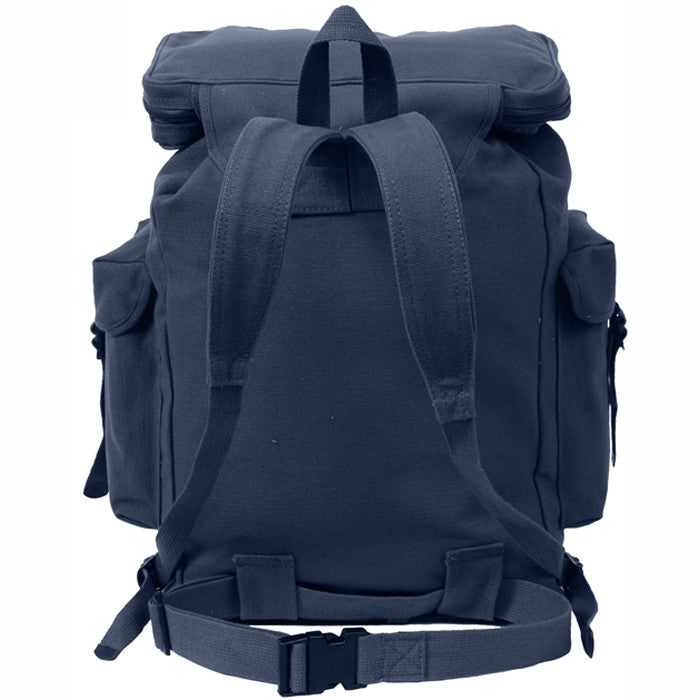 Navy Blue - Canvas European Style Rucksack Backpack - Galaxy Army Navy