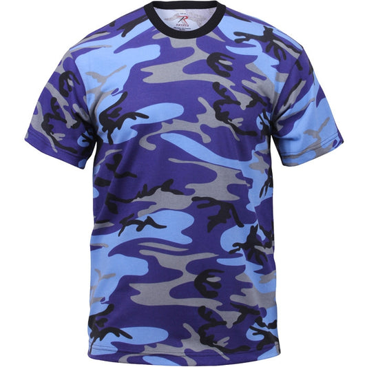 Electric Blue Camo - Tactical Short Sleeve T-Shirt, Poly/Cotton