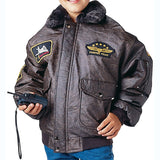 Brown - Kids Military WWII Aviator Flight Jacket with Patches