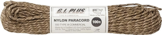 Desert Camouflage - Military Grade 550 LB Tested Type III Paracord Rope 100' - Nylon USA Made