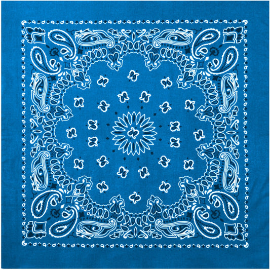 Royal Blue - Jumbo Trainmen Paisley Bandana, 100% Cotton, 27" x 27"