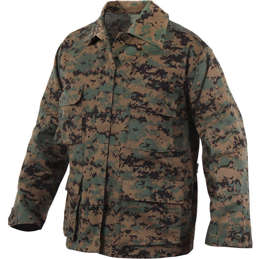 Woodland Digital Camouflage - Tactical BDU Shirt - Cotton Polyester