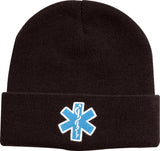 Black - EMS EMT Watch Cap with Star of Life Emblem
