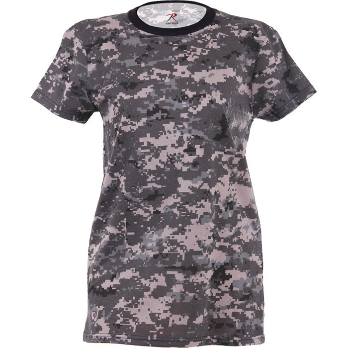 Subdued Urban Digital Camouflage - Womens Military Long T-Shirt