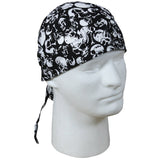 Black White - Military Style Headwrap with Skulls