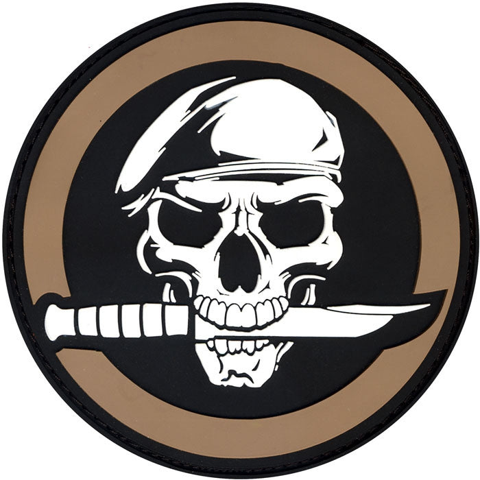 Black   Brown - Military Skull & Knife Morale Patch