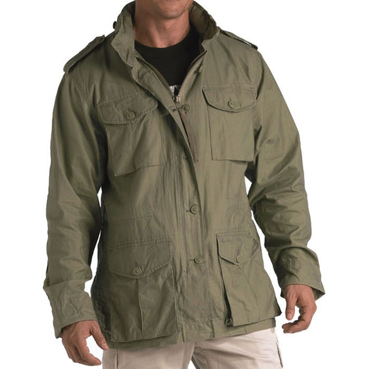 Sage Green - M-65 Field Jacket, Lighweight Washed Cotton Twill - Fatigue Coat