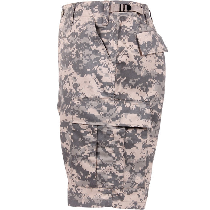 ACU Digital Camo - Tactical Cargo BDU Shorts - Polyester Cotton Twill - Button Fly