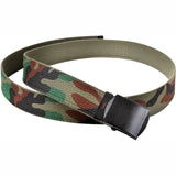 Woodland Camouflage - Military Web Belt with Black Buckle