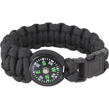 Black - Cobra Weave Compass Paracord Bracelet