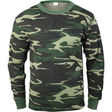 Woodland Camouflage - Cold Weather Thermal Crew Neck Shirt - Cotton Polyester