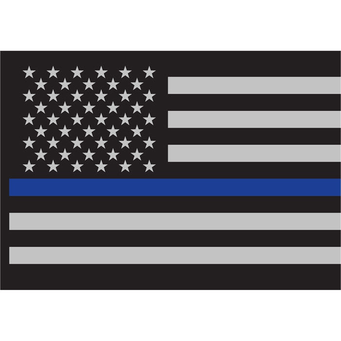 Thin Blue Line Law Enforcement Flag Sticky Back Decal (Back-Gum)
