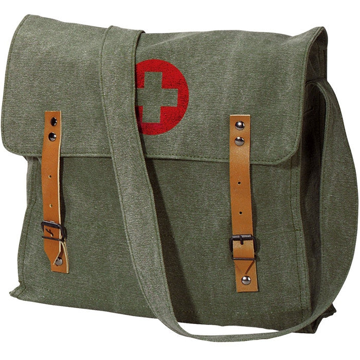 Olive Drab - Classic Medic Shoulder Bag with Red Cross Emblem