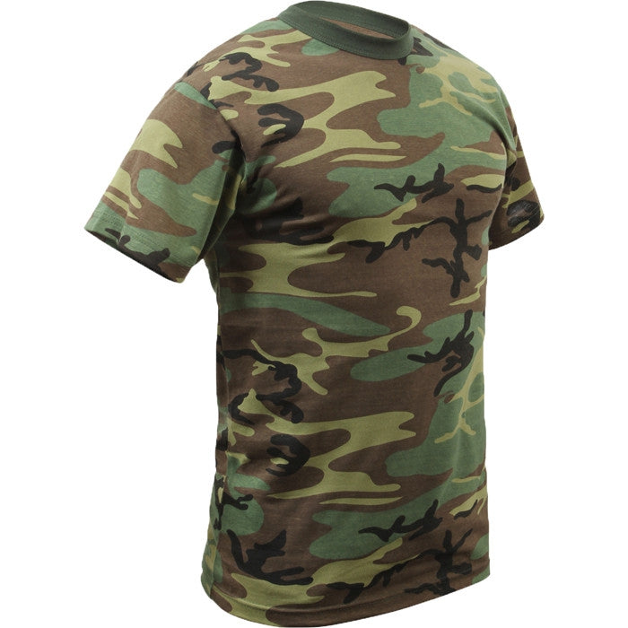 Woodland Camo - Tactical Short Sleeve T-Shirt, Poly/Cotton - Regular Cut