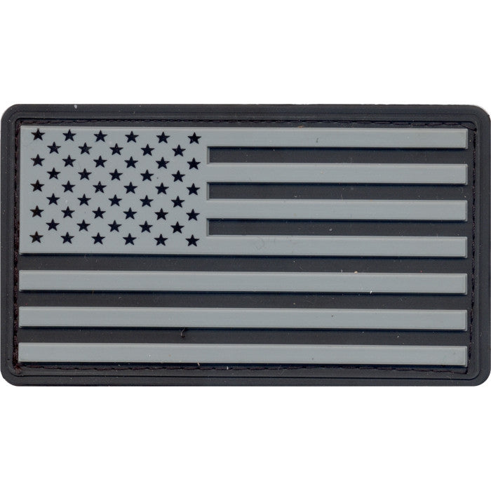 Silver   Black - PVC US Flag Patch with Hook Back