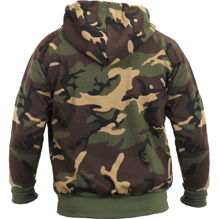 Woodland Camouflage - Thermal Lined Zipper Hooded Sweatshirt