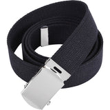 Black - Military Web Belt with Chrome Buckle