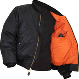 Black - Air Force MA-1 Bomber Flight Jacket with CCW Concealed Carry Gun Pockets