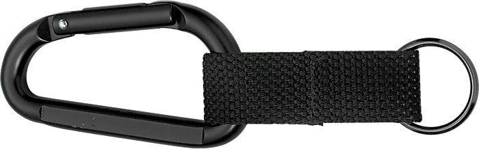 Black - Professional Jumbo Carabiner with Web Strap Key Ring - 80mm
